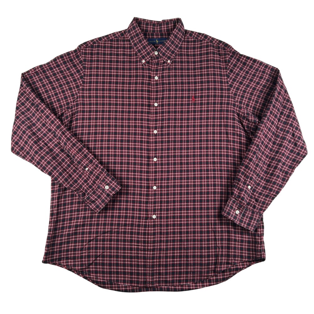 Ralph Lauren Shirt Mens XL Red Plaid Long Sleeve Button Down Pony Casual Preppy